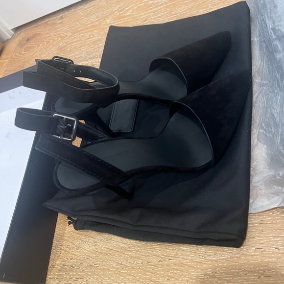 ALEXANDER WANG Lovisa Black Leather d'Orsay Ankle Strap Buckle Heel Pumps Sz 37 - Picture 7 of 7